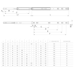 Corrediça telescópica de esferas de gaveta STRONG StrongBall S5 92004, extração total, 35 kg, A.45,5 x C.450 mm