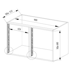 Cesto canto feijão c/amortecedor STRONG, 2 prateleiras, branco/cromado, direito, PORTA.MÍN.450, MOD.MÍN.900 mm
