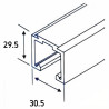 Perfil calha superior para porta de correr suspensa 74P, alumínio natural, suporta 60 kg, A.29,5 x L.30,5 x C.5000 mm