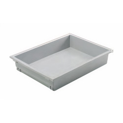 Gaveta plástica COMBI 480 INDAmatic, c/corrediça c/amortecedor + fixador frontal, cinza, suporta 15 kg, MOD.600 mm