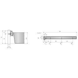 Gaveta plástica COMBI 480 INDAmatic, c/corrediça c/amortecedor + fixador frontal, cinza, suporta 15 kg, MOD.450 mm