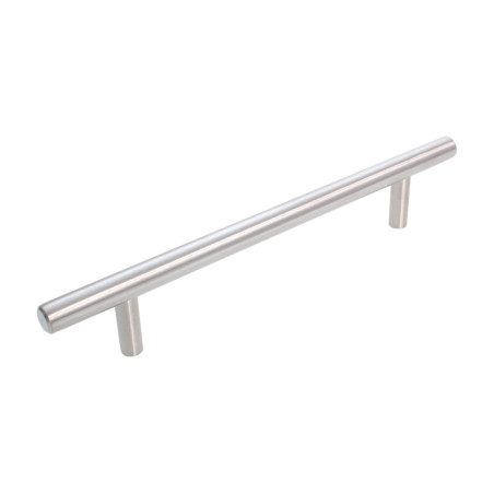Puxador atual, asa barra redonda reta F83 C55.10, inox satinado, 2 furos distância 96, Ø.10/8,2 x C.156 x A.32 mm