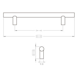 Puxador atual, asa barra redonda reta F83 C55.12, inox satinado, 2 furos distância 256, Ø.12/9,8 x C.316 x A.32 mm