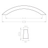 Puxador atual, asa ponte F83 M44, zamak satinado, 2 furos distância 128, E.18,7/12,3 x C.152 x A.30 mm