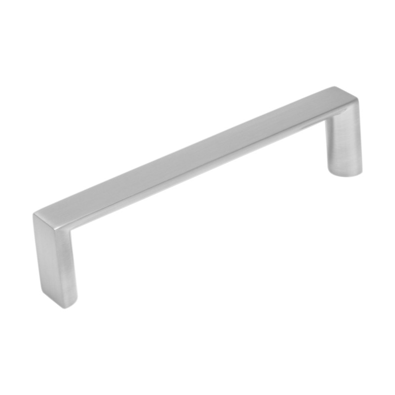 Puxador atual, asa rectangular meia cana F83 J57, zamak satinado, 2 furos distância 192, E.11,5 x C.198 x A.24 mm