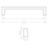 Puxador atual, asa rectangular meia cana F83 J57, zamak satinado, 2 furos distância 192, E.11,5 x C.198 x A.24 mm