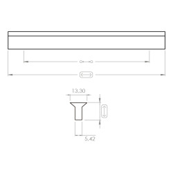 Puxador atual, barra rectangular T F83 M57, alumínio anodizado mate, 2 furos distância 192, E.5,42/13,30 x C.248 x A.14 mm