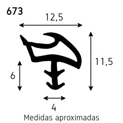 Perfil vedante/batente 673 p/portas de madeira, plástico branco, A.11,5 x L.12,5 mm