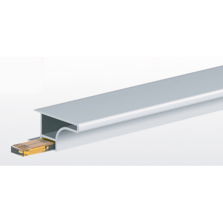 Perfil/calha superior puxador gola R 752.19.4000.08, p/fita LED, alumínio lacado preto, p/placa 19, L.30 x 4000 mm