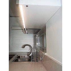 Perfil/calha superior puxador gola R 752.16.4000.06, p/fita LED, alumínio lacado branco 9003, p/placa 16, L.30 x 4000 mm