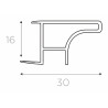 Perfil/calha superior puxador gola R 752.16.4000.06, p/fita LED, alumínio lacado branco 9003, p/placa 16, L.30 x 4000 mm