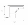 Perfil/calha superior puxador gola R 752.16.4000.06, p/fita LED, alumínio lacado branco 9003, p/placa 16, L.30 x 4000 mm