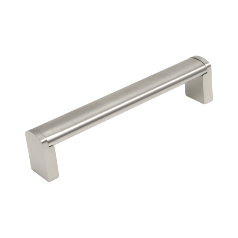 Puxador clássico, asa barra oval F83 L95, inox satinado, 2 furos distância 96, E.20 x C.102 x A.30 mm
