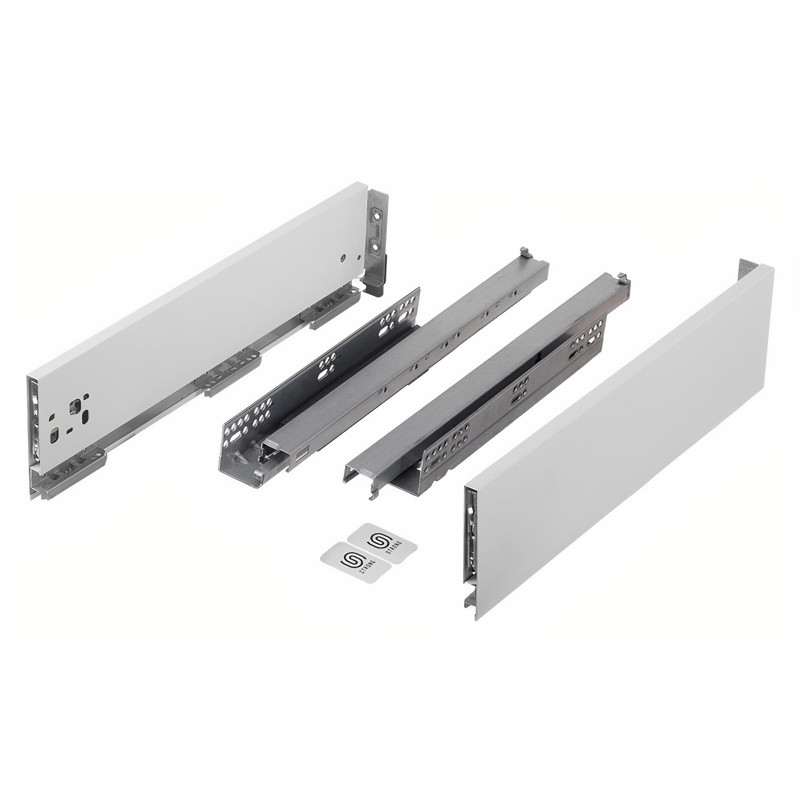 Kit gaveta c/amortecedor STRONG StrongMax slim/fina, silenciosa, extração total, 40 kg, branca, E.16, A.121 x C.300 mm
