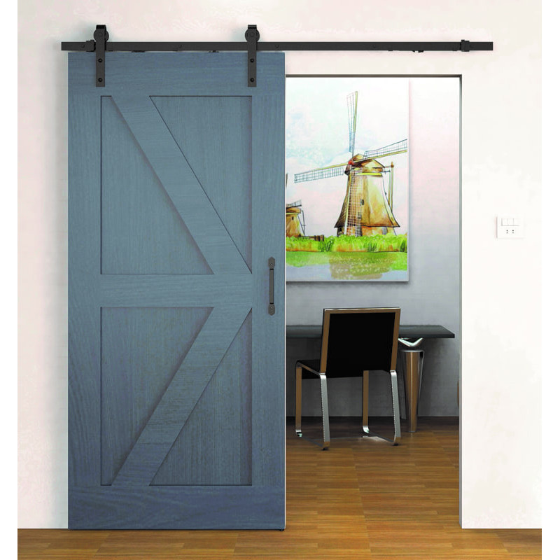 Kit p/porta de correr suspensa STRONG Barnio Simple, ferro preto mate, suporta 80 kg, Ø.69 mm (ver acessórios)