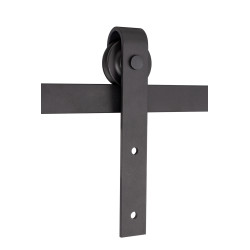 Kit p/porta de correr suspensa STRONG Barnio Simple, ferro preto mate, suporta 80 kg, Ø.69 mm (ver acessórios)