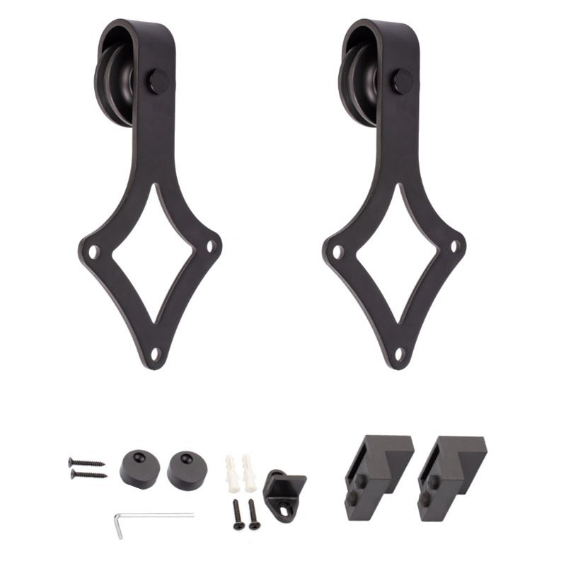 Kit p/porta de correr suspensa STRONG Barnio Square, ferro preto mate, suporta 80 kg, Ø.69 mm (ver acessórios)