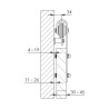 Kit p/porta de correr suspensa STRONG Barnio Square, ferro preto mate, suporta 80 kg, Ø.69 mm (ver acessórios)