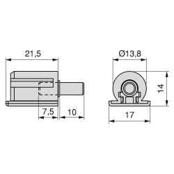 Suporte de prateleira com perno Sekure, aço, plástico branco, Ø.5 mm