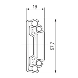 Corrediça telescópica de esferas de gaveta STRONG StrongBall S5 399181, extração total, 100 kg, A.57,7 x C.1000 mm