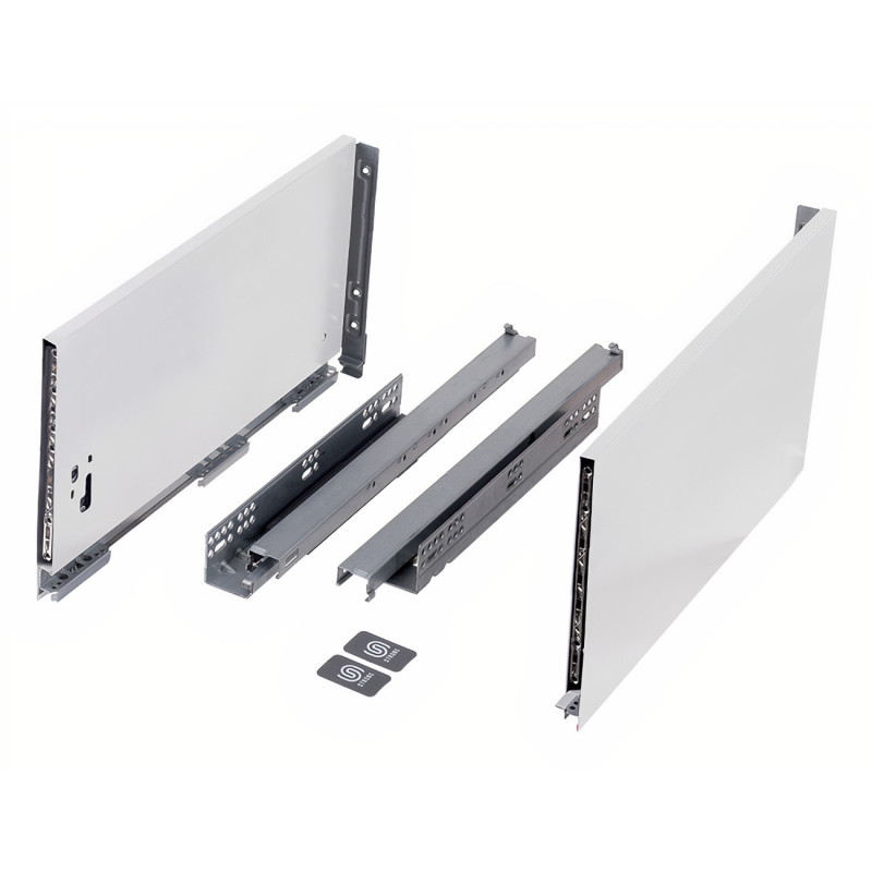 Kit gaveta c/amortecedor STRONG StrongMax slim/fina, silenciosa, extração total, 40 kg, branco, E.16, A.249 x C.600 mm