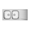 Lava louça RODI KERAN 116, duas pias laterais com escorredor reversível, inox polido, encastrar, 1160 x 500, MOD.800 mm