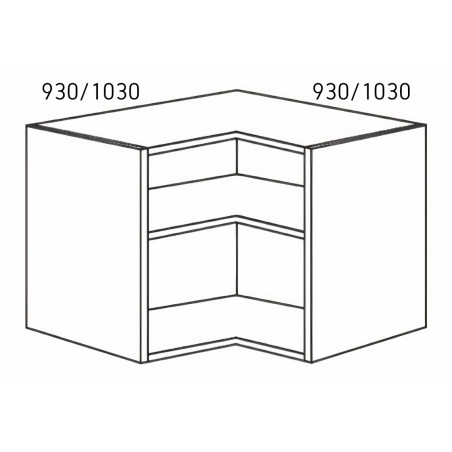 Kit/módulo inferior para canto L Alvic, melamina cinza, aglomerado estrutura 16 costa 8, A.800 x P.580 x 930 x 930 mm