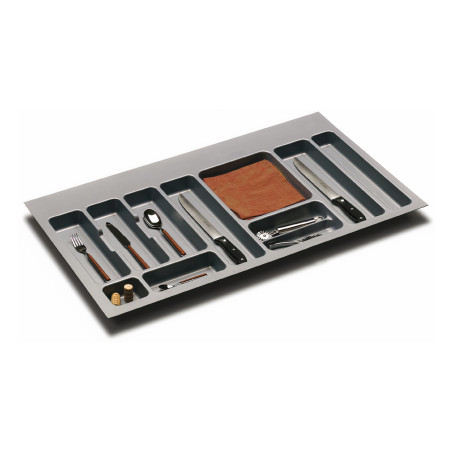 Porta talheres p/gaveta Gollinucci 781, plástico cinza metalizado, A.45 x L.895-940 x P.390-490, MOD.1000 mm