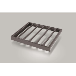 Calceiro extraível c/amortecedor STRONG p/roupeiro, 9 barras, castanho escuro, L.664 x P.420 x A.56, MOD.700 mm
