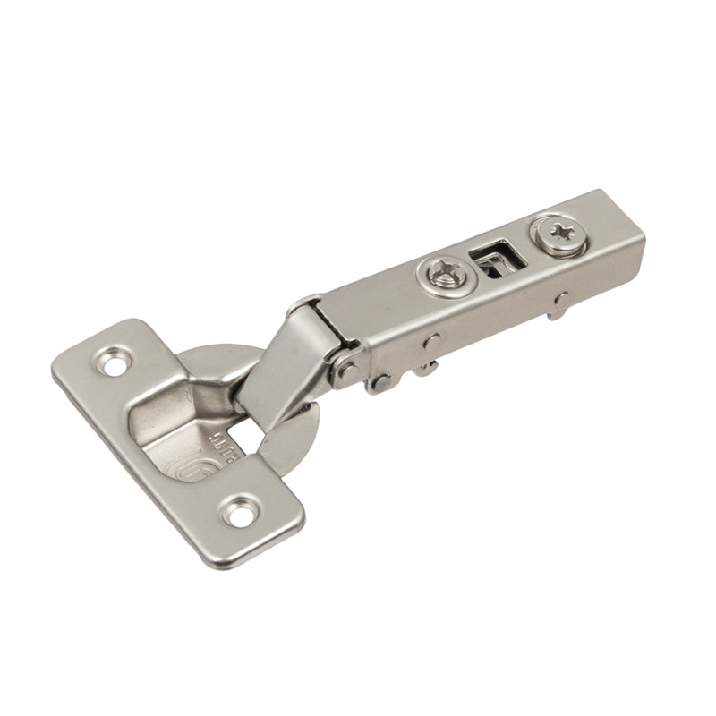 Dobradiça reta c/clic STRONG S5 198818, braço em aço niquelado, copo Ø.35 furação 45 mm, abertura 110º