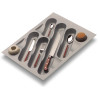 Porta talheres p/gaveta Gollinucci 740, plástico cinza metalizado mate, A.43 x L.350-390 x P.431-490, MOD.450 mm