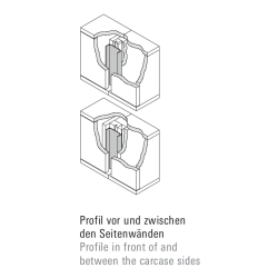 Puxador atual perfil, vertical C SCHUCO 901010, alumínio preto mate, P.22 x A.62 x C.5000 mm