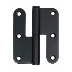 Dobradiça balanço cantos redondos P29B para porta, lacado preto, 3,5", 90 x 75 x 2,5 mm, esquerda