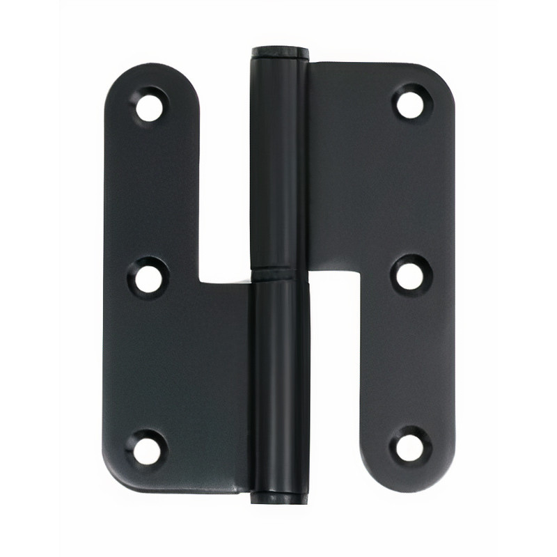 Dobradiça balanço cantos redondos P29B para porta, lacado preto, 3,5", 90 x 75 x 2,5 mm, esquerda