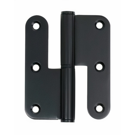 Dobradiça balanço cantos redondos P29B para porta, lacado preto, 3,5", 90 x 75 x 2,5 mm, esquerda