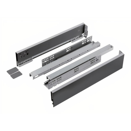 Kit gaveta c/amortecedor STRONG StrongMax slim/fina, silenciosa, extração total, 40 kg, antracite, E.16, A.89 x C.600 mm