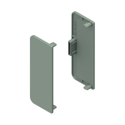 Puxador atual perfil, jogo 2 tampas (direita + esquerda) p/perfil gola C Monza, plástico branco mate, P.26,5 x A.70 mm