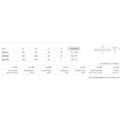 Puxador atual, asa ponte SCH 825.256.08, zamak lacado preto, 2 furos distância 256, L.20 x A.11 x C.446 mm