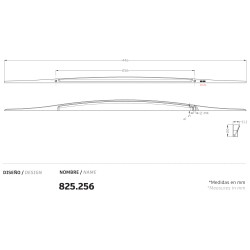 Puxador atual, asa ponte SCH 825.256.08, zamak lacado preto, 2 furos distância 256, L.20 x A.11 x C.446 mm