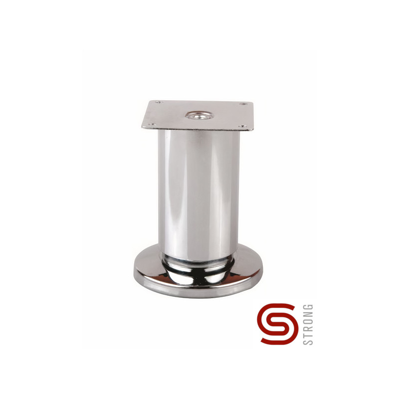 Pé para mobiliário/móveis com afinação STRONG StrongLegs FS001, metal inox, base 66 x 66, corpo Ø.50, pé Ø.80, A.100/107 mm