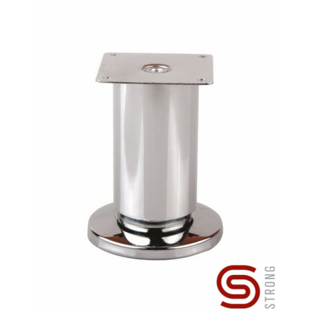 Pé para mobiliário/móveis com afinação STRONG StrongLegs FS001, metal inox, base 66 x 66, corpo Ø.50, pé Ø.80, A.100/107 mm