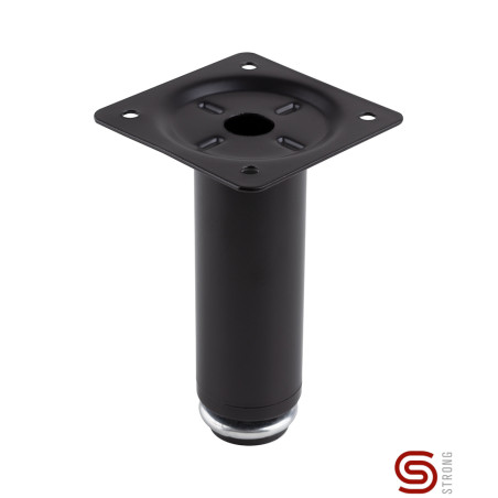 Pé para mobiliário/móveis com afinação STRONG StrongLegs FS014, metal preto mate, base 59 x 59, corpo Ø.30, A.100/113 mm