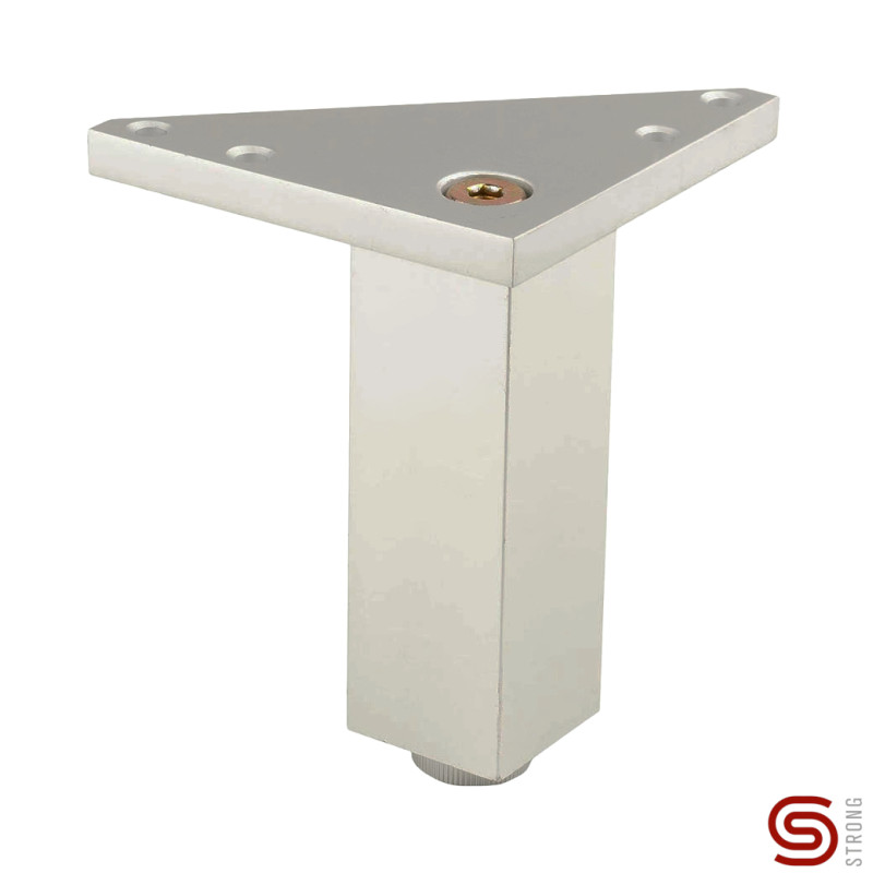Pé para mobiliário/móveis com afinação STRONG StrongLegs FA002, alumínio, base 80 x 80, corpo 30 x 30, pé Ø.20, A.100/115 mm