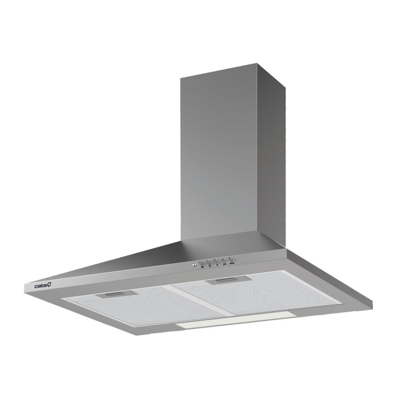 Exaustor chaminé de parede CATA V-6000 X, inox cinza, CE.C 95W, 1 LED, som 53-65dB, fluxo ar 3 velocidades 210-420m3/h, 60 cm