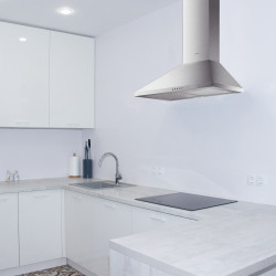 Exaustor chaminé de parede CATA V-6000 X, inox cinza, CE.C 95W, 1 LED, som 53-65dB, fluxo ar 3 velocidades 210-420m3/h, 60 cm