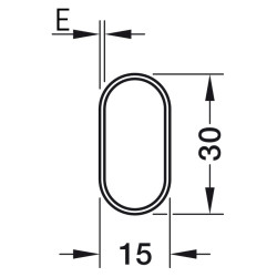 Varão oval de roupeiro HAFELE 801.03.212, aço cromado, E.0,7 x 30 x 15 x 2500 mm