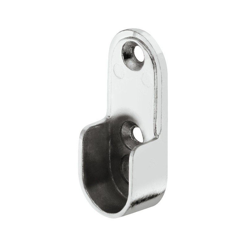 Suporte lateral p/varão oval de roupeiro HAFELE 803.25.260, Liga de zinco cromado, L.15 x A.49 x P.19 mm