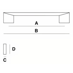 Puxador atual, asa barra rectangular SCH 377.160.58, zamak níquel satinado, 2 furos distância 160, L.7 x A.30 x C.187 mm