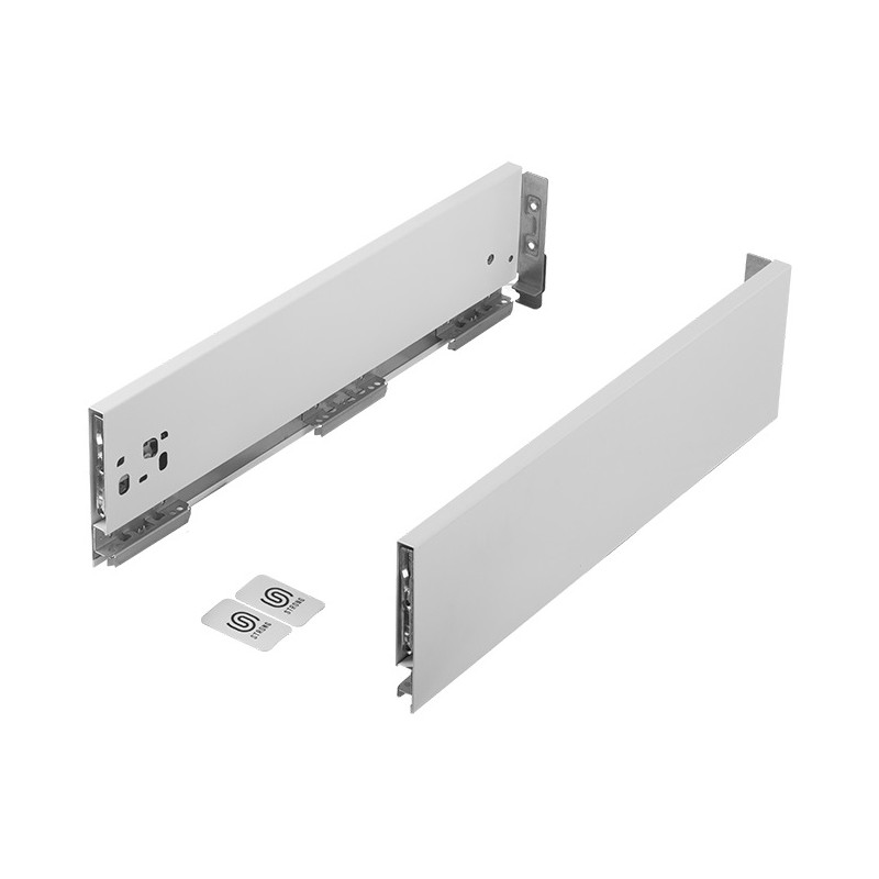 Lateral de gaveta STRONG StrongMax slim/fina, esquerda + direita, branco, E.16, A.121 x C.400 mm (juntar corrediça)