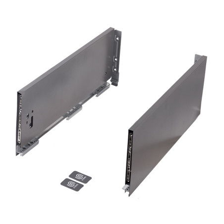 Lateral de gaveta STRONG StrongMax slim/fina, esquerda + direita, antracite, E.16, A.185 x C.400 mm (juntar corrediça)